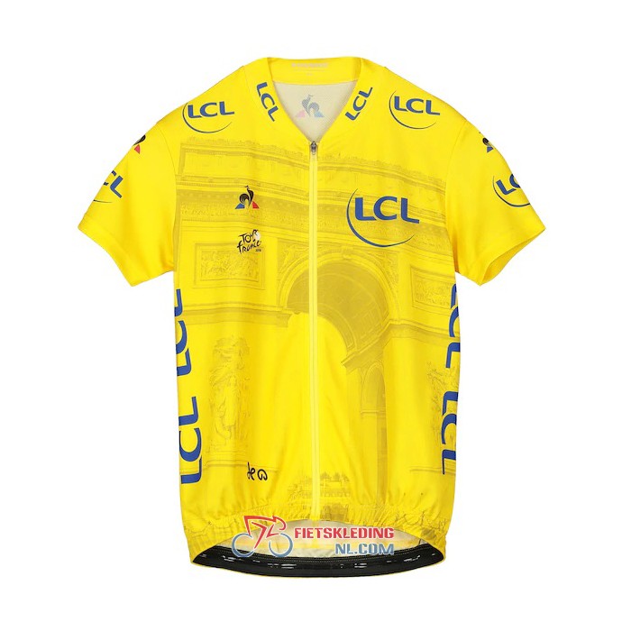Tour de France Fietsshirt Met Korte Mouwen 2019 en Korte Koersbroek Geel(2)